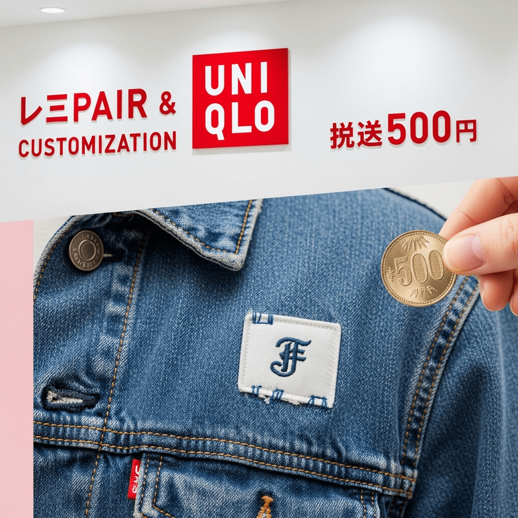 ユニクロ リペア 刺繍 illustration for ユニクロの裏ワザ！知らないと損する神サービス。たった
