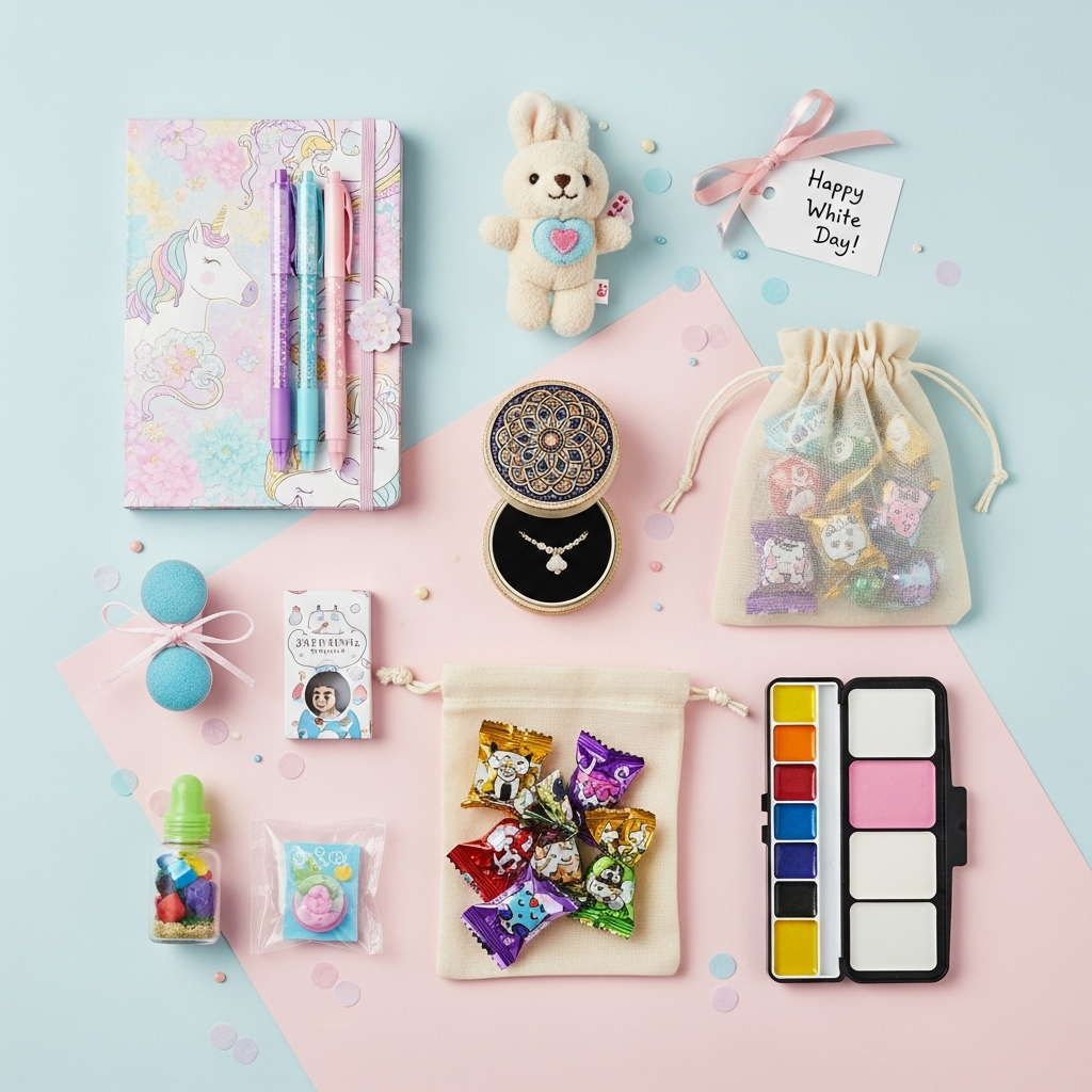 Colorful sweets and stationery